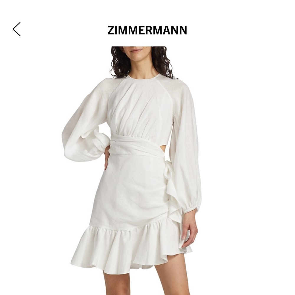 Zimmermann Lyre Cut-Out Balloon Sleeve Minidress size 1